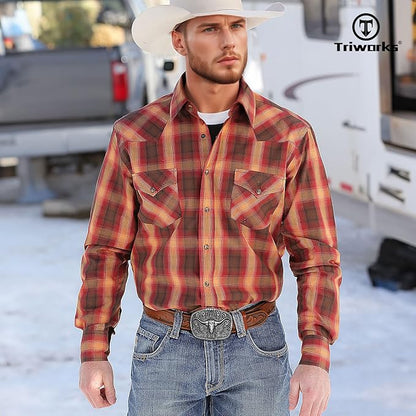 TRIWORKS Western Belt for Men Women Cowboy Engraved Belt Western Buckle Embossed Leather Belt
