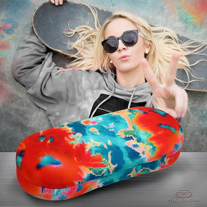 MyEyeglassCase Hard Shell Glasses case, Medium Eyeglasses Holder, Easy Open Lip for Men Women, Portable Sleeve Pouch & Cloth