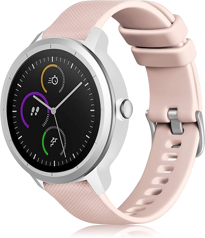 GEAK Compatible with Garmin Vivoactive 5 Watch Bands/Garmin Vivoactive 3 Watch Bands,20mm Silicone Band for Vivoactive 3 Music/Vivomove Sport,Forerunner 645/245 Music Smartwatch Women Men Sand Pink