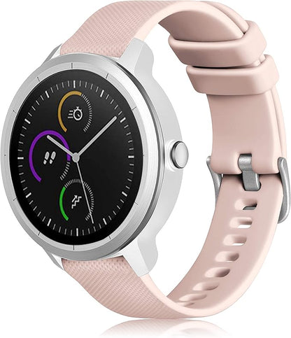 GEAK Compatible with Garmin Vivoactive 5 Watch Bands/Garmin Vivoactive 3 Watch Bands,20mm Silicone Band for Vivoactive 3 Music/Vivomove Sport,Forerunner 645/245 Music Smartwatch Women Men Sand Pink