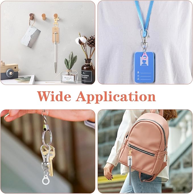 8 PCS Portable Pen Holder Set, 4 Leather Lanyard Pen Holders and 4 Retractable Silicone Pen Clips for Badge Reels, Notebooks and Lanyards - Ideal for Nurses, Teachers and Office