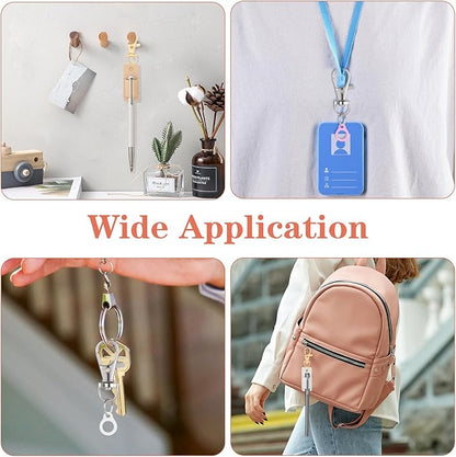 8 PCS Portable Pen Holder Set, 4 Leather Lanyard Pen Holders and 4 Retractable Silicone Pen Clips for Badge Reels, Notebooks and Lanyards - Ideal for Nurses, Teachers and Office