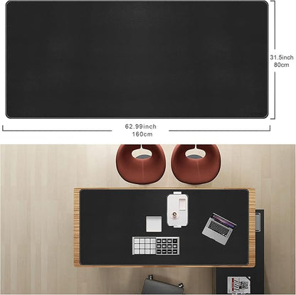 CENNBIE Leather Desk Mat, 63" x 31.4" Extra Large Desk Pad Blotter Protector, Extended Non-Slip Mouse Pad, Waterproof PU Leather Desk Mat on top of desks Large for Office and Home (Black)