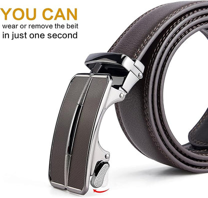 BOSTANTEN Mens Belt Leather Ratchet Belt For Men Dress and Casual with Adjustable Buckle, Trim to Fit
