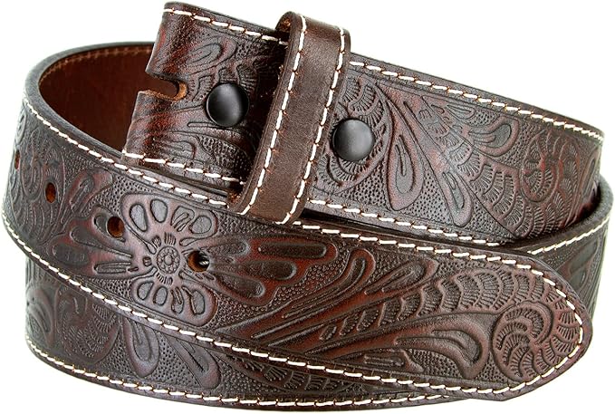 Genuine Full Grain Western Engraved Tooled Leather Strap or Belt 1-1/2" Wide