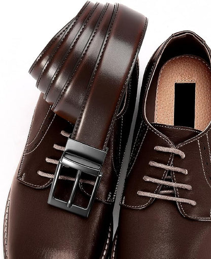 CHAOREN Reversible Belt Men 1 Piece - 1.25" Leather Dress Belt - Trim to Fit for Elegant Style