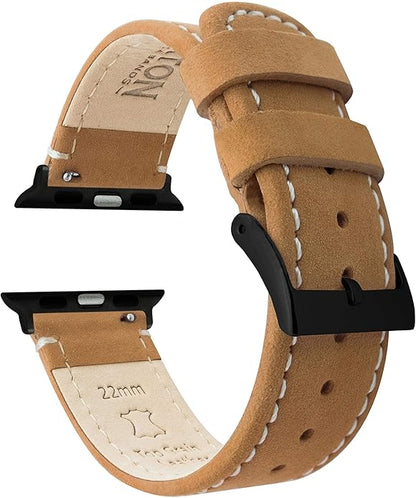 BARTON WATCH BANDS - Top Grain Leather Watch Bands Compatible with Apple Watch Models - 1, 2, 3, 4, 5, 6, 7, 8, 9, 10, SE, Ultra & Ultra 2
