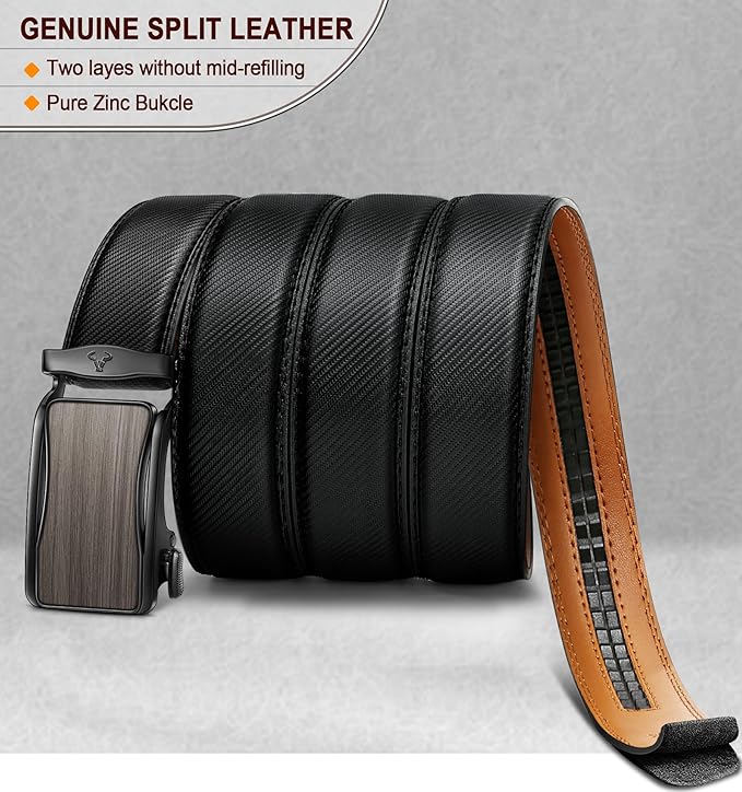 BULLIANT Men's Ratchet Belt Nontrimmable-Click Belt Adjustable for Men Gift Lightweight 1 3/8"