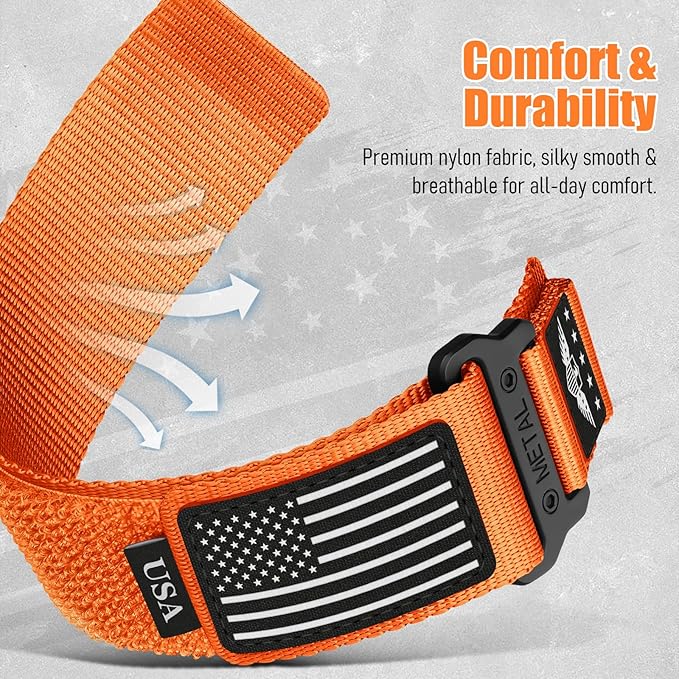 22mm Band Compatible with Samsung Galaxy Watch 3 Band 45mm/Galaxy Watch 46mm/Gear S3 Frontier/Classic for Men,Rugged Fabric Nylon Strap for Garmin Venu 3 2/Vivoactive 4/Forerunner 265/255,L