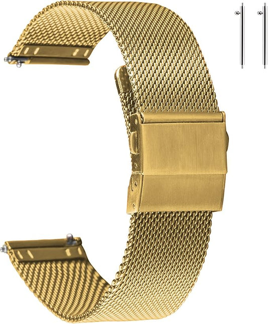 EACHE Stainless Steel Mesh Watch Band for Men Women, Quick Release Mesh Watch Straps 12mm 14mm 16mm 18mm 20mm 22mm