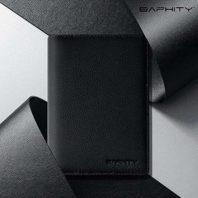 BAPHITY Genuine Leather RFID Blocking Passport Holder Wallet with Zipper Hidden Pocket,Luxury Cover for Men Women,Ideal Gift-black