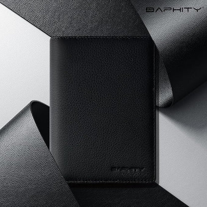BAPHITY Genuine Leather RFID Blocking Passport Holder Wallet with Zipper Hidden Pocket,Luxury Cover for Men Women,Ideal Gift-black