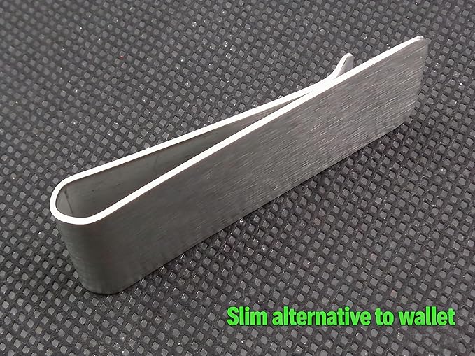 Small Men's Slim Money Clip, Stainless Steel Credit Business Card Holder, Pocket Cash Wallet, 2-Inch