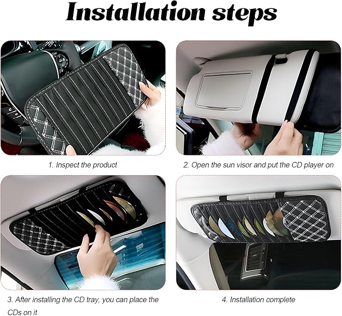 2PCS Car Visor CD Holder, PU Leather Large Capacity Vehicle DVD Storage Organizer with 10 Sleeves, Automotive Interior Sun Visor DVD Case Accessories, Universal for Trucks SUV Sedan (White)