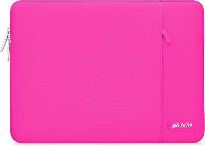 MOSISO Laptop Case 13.3 inch, 13-13.3 inch Laptop Sleeve Compatible with MacBook Air/Pro 13/Pro 14 M5 M4 M3 M2 M1, HP Dell ASUS Lenovo,Polyester Vertical Computer Sleeve Bag with Pocket, Bright Rose