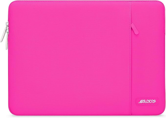 MOSISO Laptop Case 16 inch, 15-15.6 inch Laptop Sleeve Compatible with MacBook Pro 16 M5 M4 M3 M2 M1, HP Acer Dell Lenovo ASUS, Polyester Vertical Computer Sleeve Bag with Pocket, Bright Rose