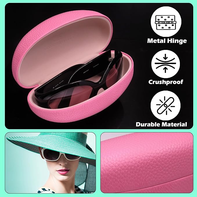 MyEyeglassCase® Large Hard Sunglasses Case | fits Large curved Sunglasses, with microfiber bag and cleaning cloth
