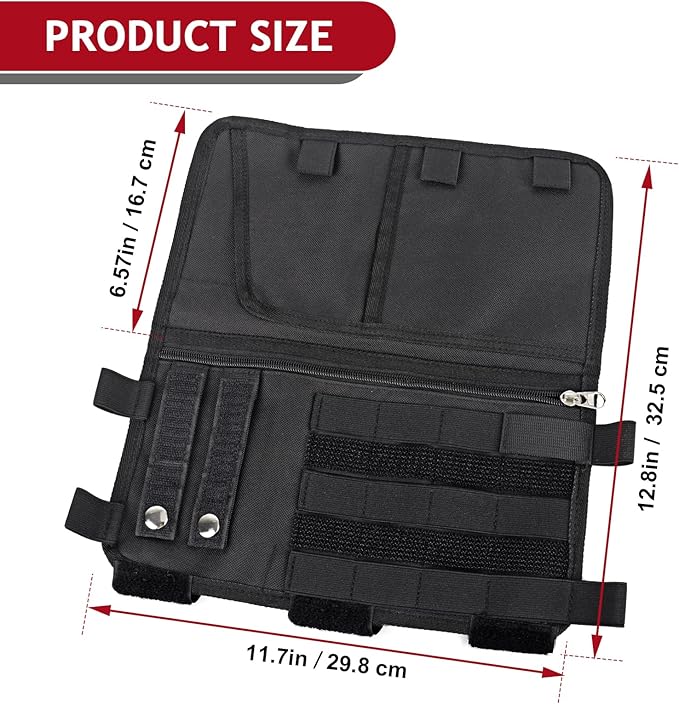 Molle Visor Panel Organizer, Tactical Car Sun Visor Cover Molle Webbing Compatible Elastic Slots Vehicle Visor Storage Holder Pouch for All Vehicle