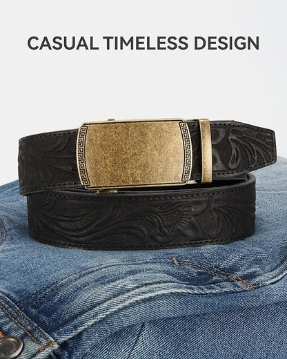 CHAOREN Mens Belt Leather Ratchet Belt - Customizable Fit, Effortless Style (35mm)