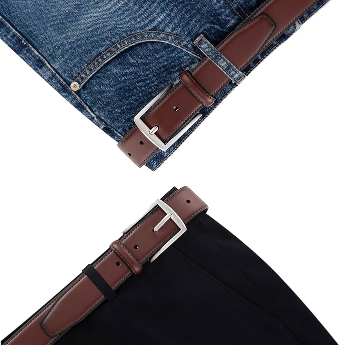 KM Legend Mens Leather Dress Belt for Work Business and Casual