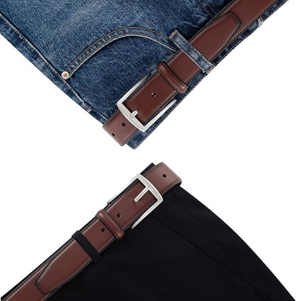 KM Legend Mens Leather Dress Belt for Work Business and Casual