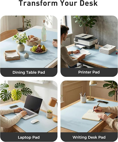 Aothia Faux Leather Desk Mat - Large Mouse Pad, Non-Slip PU Leather Blotter, Waterproof Writing Surface for Office and Home (Baby Blue, 40" x 24")