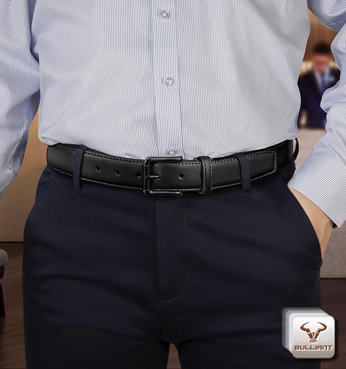 BULLIANT Men Belt,Leather Belt Adjustable For Men Dress Casual Jeans 1 3/8,Cut For Fit
