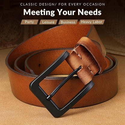 Men's Leather Belt Full Grain Leather Belts for Men Handmade Real Solid Top-Grain Leather Heavy-Duty Work Belt Gifts