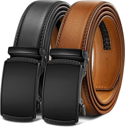 BULLIANT Men Belts 2 Pack,Ratchet Sliding Belt Adjustable For Gift Mens Dress Casual 1 3/8",Cut for Fit