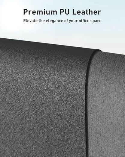Aothia Faux Leather Desk Mat - Large Mouse Pad, Non-Slip PU Leather Blotter, Waterproof Writing Surface for Office and Home (Grey, 63" x 17")