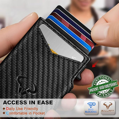 BULLIANT Men Wallet Gift Boxed,Slim Front Pocket Wallet Money Clip Card Holder 3.8"x2.7",Pop-up Access