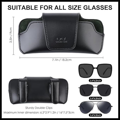 Car Sunglasses Holder for Car Visor Vegan Leather Auto Eyeglass Case with Clip Automotive Interior Visor Accessories