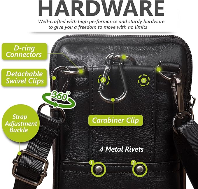Hengwin Genuine Leather Crossbody Bag for Men/Women, Small Messenger Bag Cell Phone Purse Shoulder Holster Passport Pouch