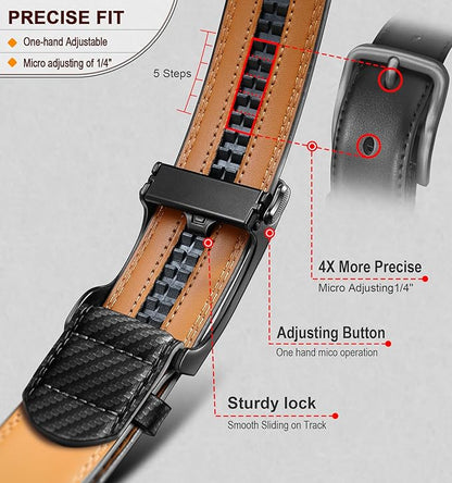 BULLIANT Men's Ratchet Belt Nontrimmable-Click Belt Adjustable for Men Gift Lightweight 1 3/8"