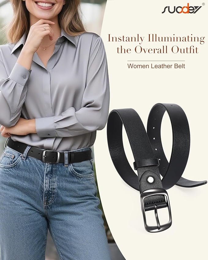 SUOSDEY Women Belts For Jeans Dresses Pants Ladies Leather Waist Belt with Elegant Buckle, Width 1.3"