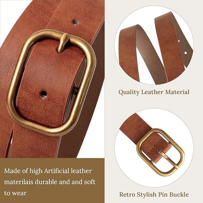MJNUONE Leopard Print Belt for Women Leather Waist Belts Classic Needle Buckle Animal Printed forJeans dress Party Outfits