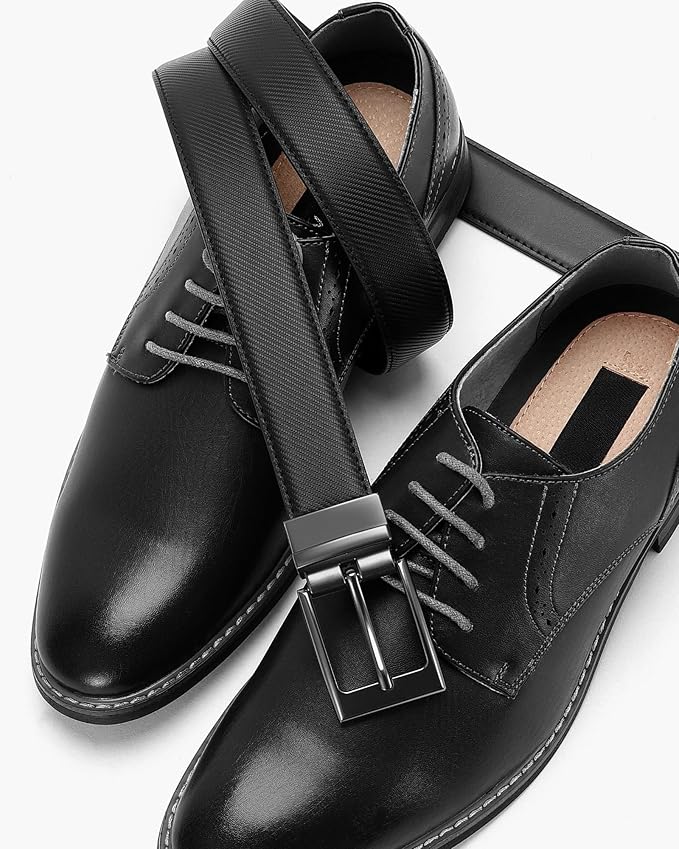 CHAOREN Reversible Belt Men 1 Piece - 1.25" Leather Dress Belt - Trim to Fit for Elegant Style