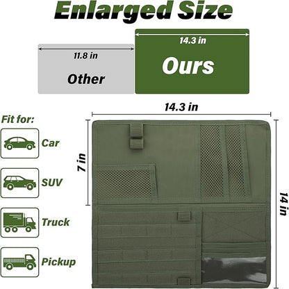 Tactical Visor Organizer, Car Visor Organizer, Sunvisor Organizers, Tactical Visors Cover Molle Webbing, Truck Accessories for Men, Car Sunshade Storage Pouch (Dark Green)