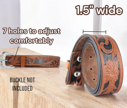 F&L CLASSIC Western Belt without buckle for men – Full Grain Leather Cowboy Belts for jeans - One Piece Leather strap belt