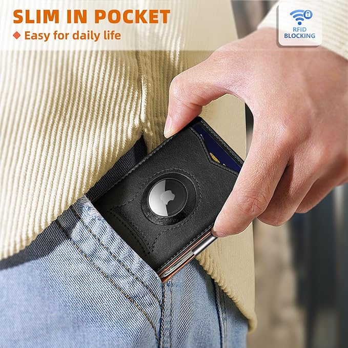 BULLIANT Men Wallet Airtag&Standard Use,Slim Front Pocket Wallet Money Clip for Gifg Men RFID Blocking 11Cards