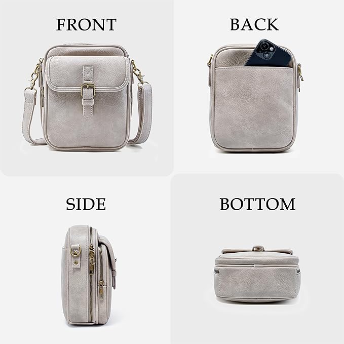 Small Messenger Bag Vegan Leather Crossbody Bag for Women Men, Vintage Cross Body Shoulder Purse with Card Slots
