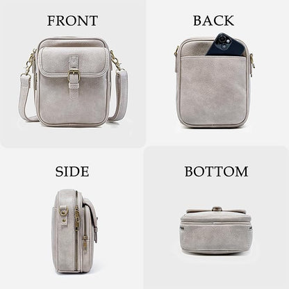 Small Messenger Bag Vegan Leather Crossbody Bag for Women Men, Vintage Cross Body Shoulder Purse with Card Slots