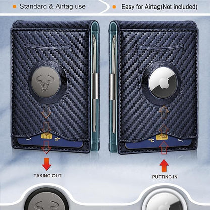 BULLIANT Men Wallet Airtag&Standard Use,Slim Front Pocket Wallet Money Clip for Gifg Men RFID Blocking 11Cards