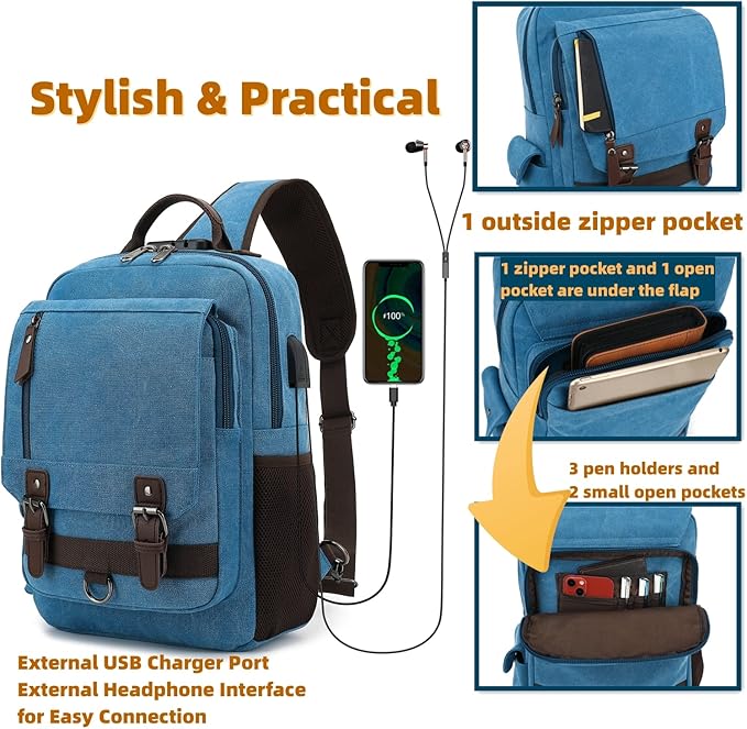 Leaper Retro Crossbody Bag Sling Bag Canvas Messenger Bag for Men Women Shoulder Bag Crossbody Handbags Satchel Travel Bag