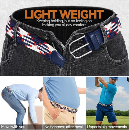 XZQTIVE Braided Belt Stretch Belt for Men and Women Multicolored Woven Golf Belt Elastic Jean Belts
