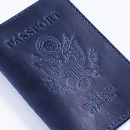 INCARNE US Leather Passport Holder for Travel - Passport Case - Passport Wallet for Men - Passport Cover for Women Sleeve Protector - Travel Essentials Vacation Luggage Travel Gifts - Vintage Blue