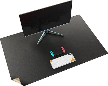 MAIDERN 43.3”x 27.5” Leather Desk Pad, Large Desk Mat, Reversible Cork & Leather Large Mouse pad for Desk, Waterproof Computer Desk Pad for Gaming Home Office (Black)