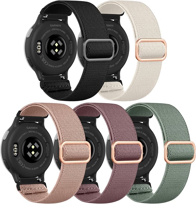 GEAK Stretchy Nylon Strap Compatible with Garmin Vivoactive 5 / Vivoactive 3 /Vivoactive 6 Watch Band, 20mm Loop Elastic Fabric Straps Compatible for Garmin Venu Sq/Venu Sq 2/Venu 2 Plus Women Men