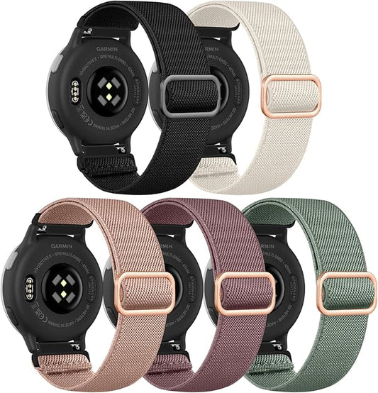 GEAK Stretchy Nylon Strap Compatible with Garmin Vivoactive 5 / Vivoactive 3 /Vivoactive 6 Watch Band, 20mm Loop Elastic Fabric Straps Compatible for Garmin Venu Sq/Venu Sq 2/Venu 2 Plus Women Men