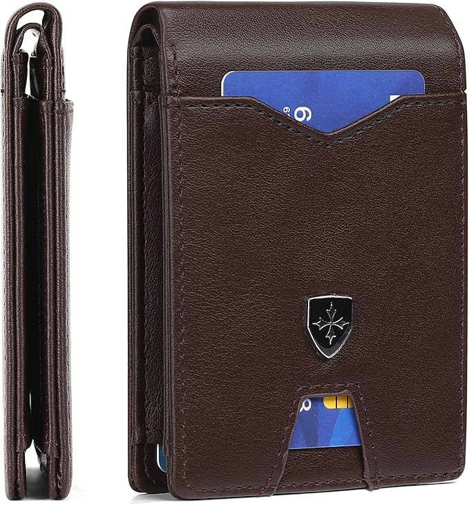 Mens for Wallet Leather Bifold Credit Card Holder, RFID Blocking Front Pockets Minimalist Men Wallets